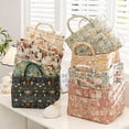 thumbnail image 6 of Boho-Chic Quilted Floral Storage Basket, Car Storage Basket Quilted, Large Capacity Collapsible Boho Fabric Organizer with Reinforced Handles & Side Pockets for Car, Home, Picnic, Laundry (C), 6 of 8