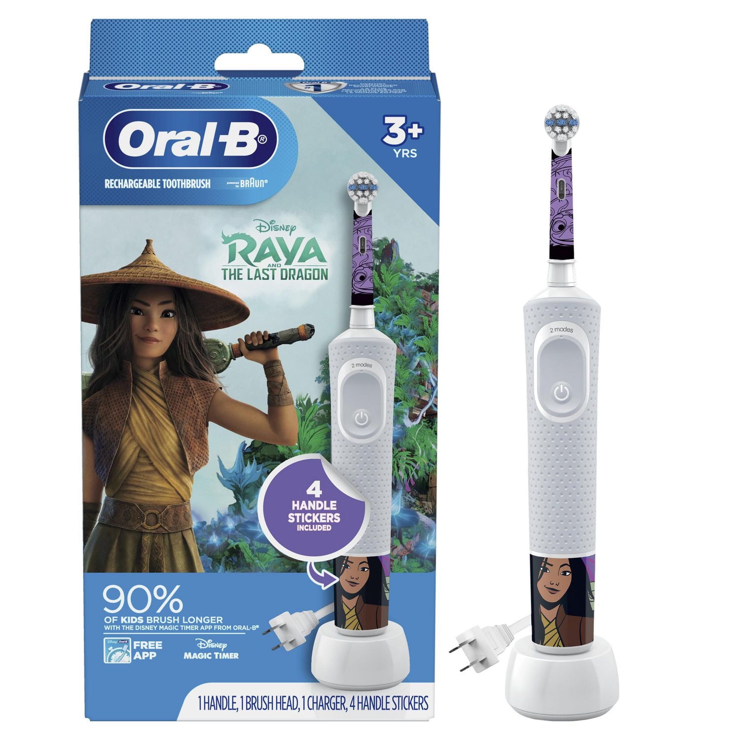 Brosse à dents électrique Oral-B mettant en vedette les personnages de Raya and the Last Dragon de Disney, enfants de 3 ans et plus