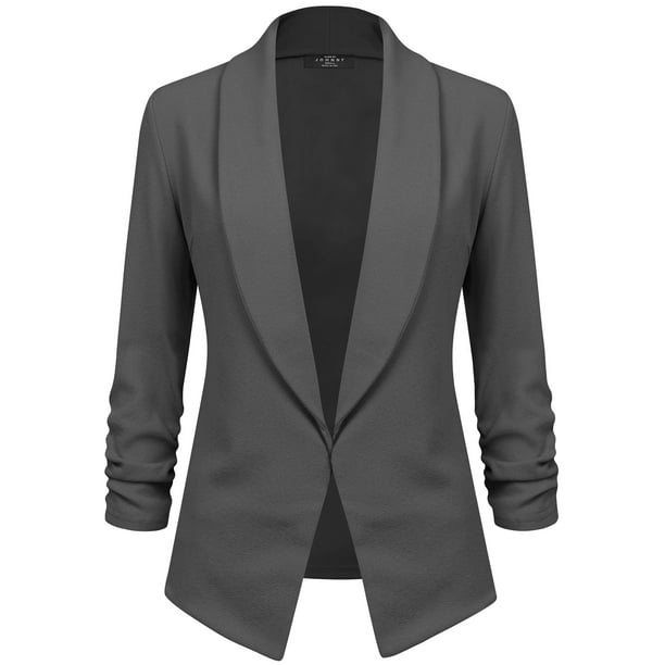 Made by Johnny Women's 3/4 Sleeve Blazer Open Front Cardigan Jacket