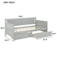 thumbnail image 5 of UHOMEPRO Daybed with Storage Drawers, Twin Bed Frame with Storage, Solid Wood Twin Bed Frame Sofa Bed for Living Room Guest Room Bedroom Furniture, No Box Spring Needed, Gray, 5 of 13
