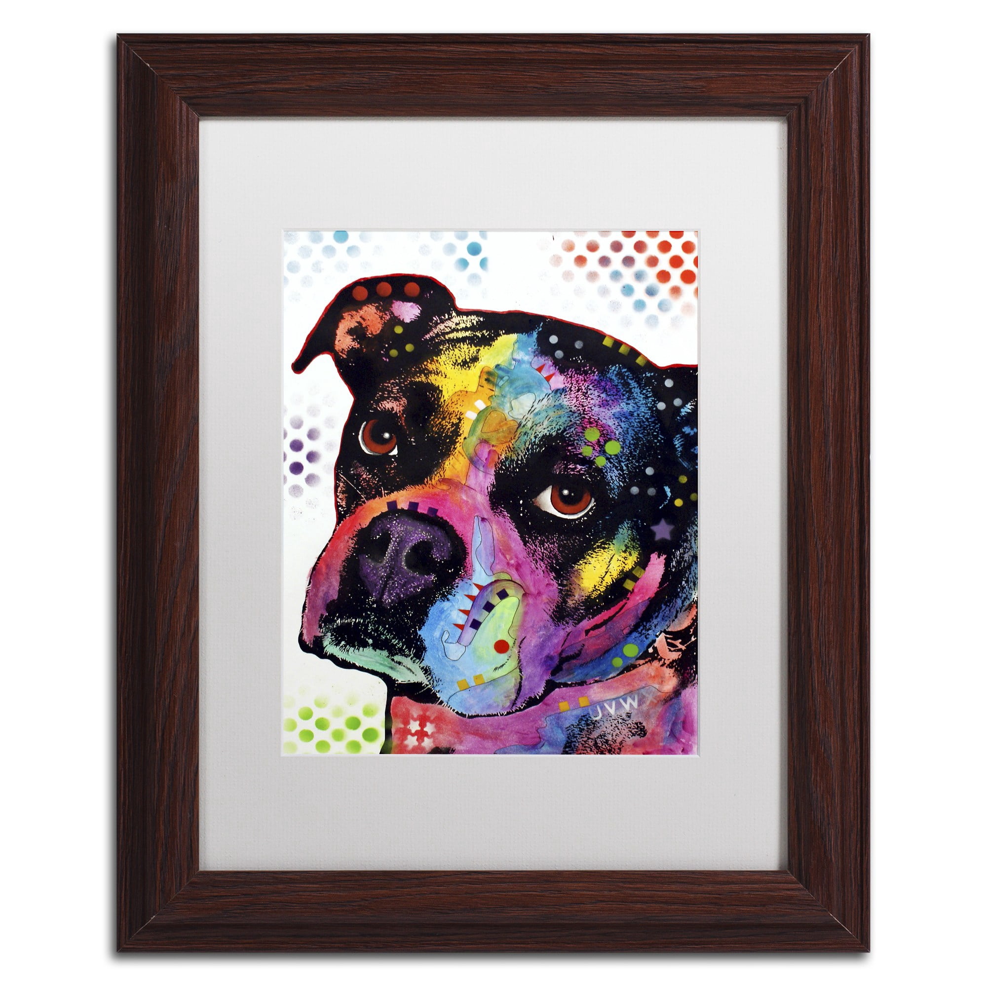 Trademark Fine Art "Young Boxer" Canvas Art by Dean Russo, White Matte, Wood Frame