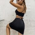 thumbnail image 5 of KOMOO Women 2Pcs Skirt Sets Sling Bandage Crop Tank Tops High Waist Split Skirt Solid Color Outfits, 5 of 6