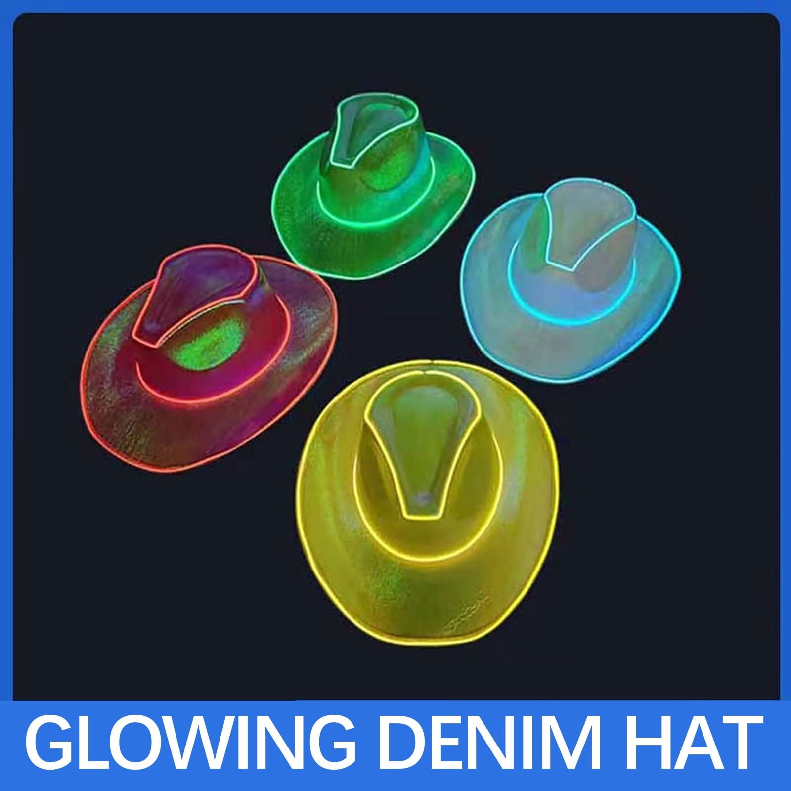 LED Light Up Cowboy Hat with Flash Modes Holiday Party Black Light Up Cowboy Hat | LED Cowboy | Light Up Hat main image 2