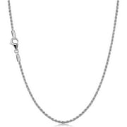 AllenCOCO Sterling Silver Rope Necklace Diamond-Cut Braided Twist Link,1.2mm 925 Rhodium Necklace Chains Replacement for Pendant 16 to 22 Inch,Graduation Gifts for Love