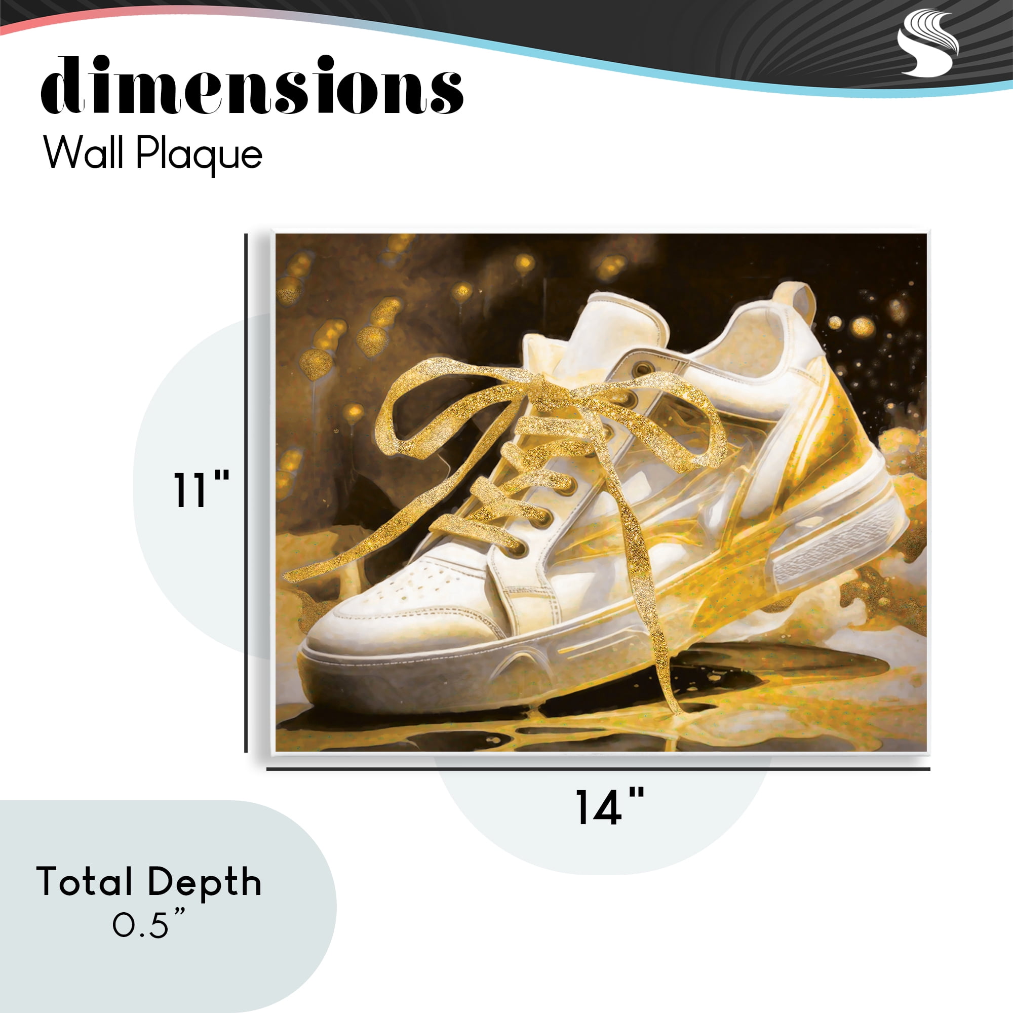 Stupell Industries Splashy Gold Sneaker Wall Plaque Art, design by Grotto Studios