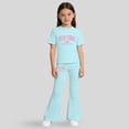 thumbnail image 2 of Gubotare Tween Girl Outfits Girls 2 Piece Outfits Short Sleeve Ruched Drawstring Crewneck Tops and Wide Leg Pants with Pockets Tracksuit Set Size 9-10 (Mint Green,9-10 Years), 2 of 4