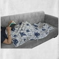 thumbnail image 6 of Nautical Soft Flannel Fleece Throw Blanket, Ship on Marine Spiral Waves Cruising Boat on Ocean Journey Sea Illustration, Cozy Plush for Indoor and Outdoor Use, 60" x 80", Blue and White, by Ambesonne, 6 of 6