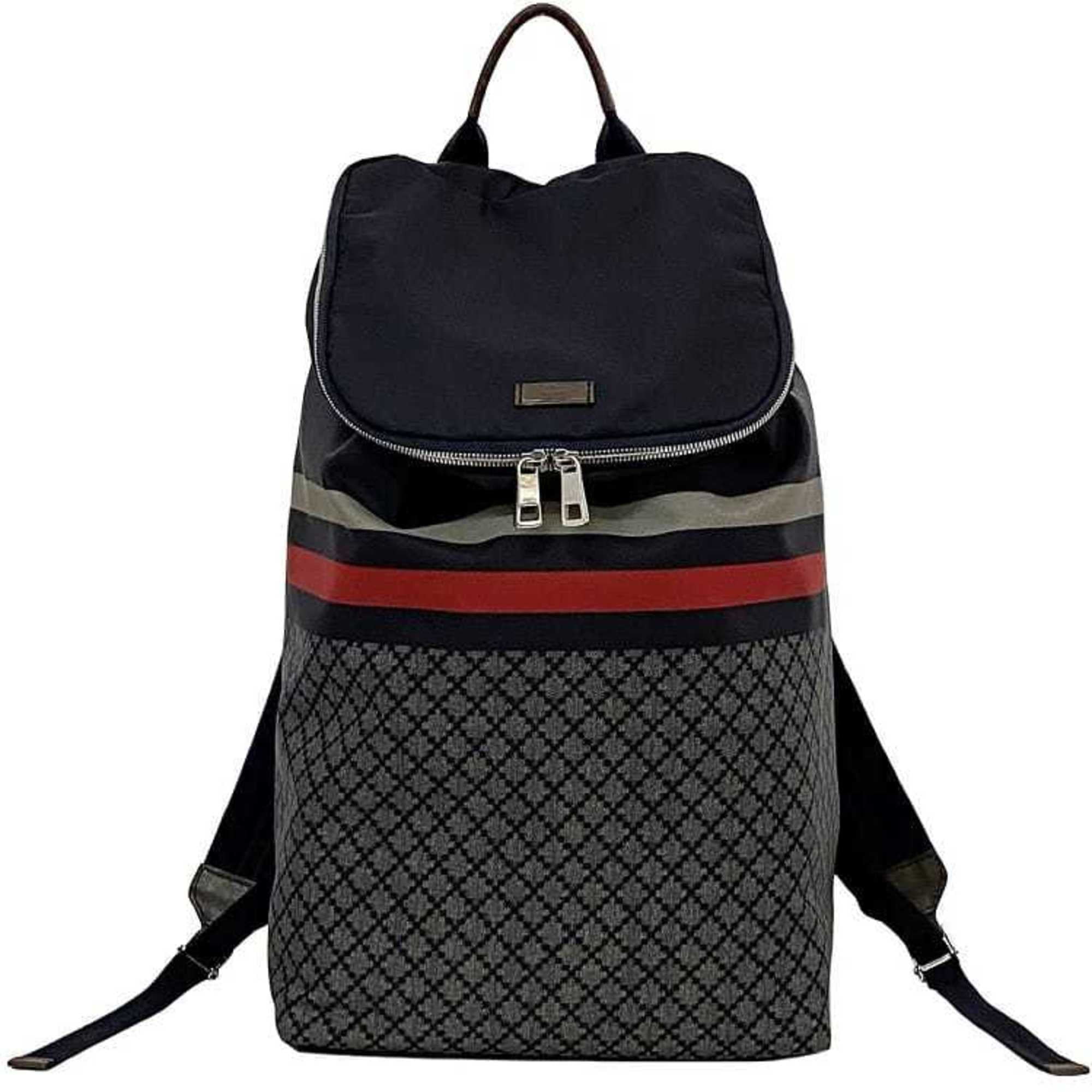 Pre-Owned Gucci Backpack ec-22563 Navy Grey Diamante 268111 Nylon