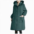 thumbnail image 3 of Towmus Rain Jackets for Women Plus Size Solid Color Rain Jacket Outdoor Hooded Windproof Loose With Pocket Coat Hooded Windbreaker, 3 of 7