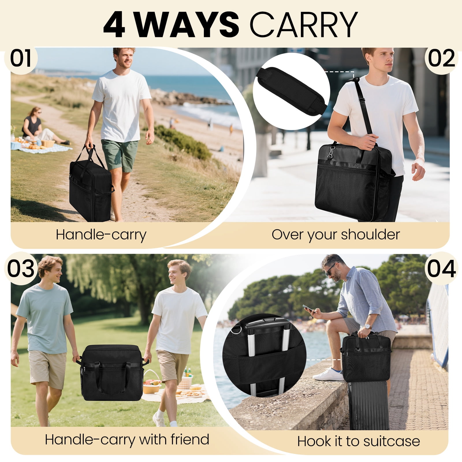 Portable Carrying Bag for Ninja Slushi Machine FS300/FS301 - Dustproof Travel Storage Bag Cover for Slushie Machine (Side-Opening, Black)