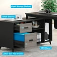 thumbnail image 4 of 70.8 Inch Large L Shaped Executive Desk with File Cabinet, 4 of 5