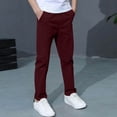 thumbnail image 4 of Floleo Boys' Spring and Summer Pants Casual Solid Color Work Pants Versatile for Daily Use Comfortable and Breathable Weekend Vacation Outdoor Sports(Wine,9-10 Years), 4 of 7