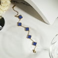 thumbnail image 4 of Pulsera de Eslabones con Flores Azules JeenMata Baño en Oro Amarillo, 4 of 8