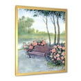 thumbnail image 2 of Designart 'Bench In Park By The Pions Flowers Bushes' Traditional Framed Art Print, 2 of 4