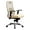 Beige, variant on Ergonomic Chair Slat Back and Armrests Metal Faux Lather Multi Block Black