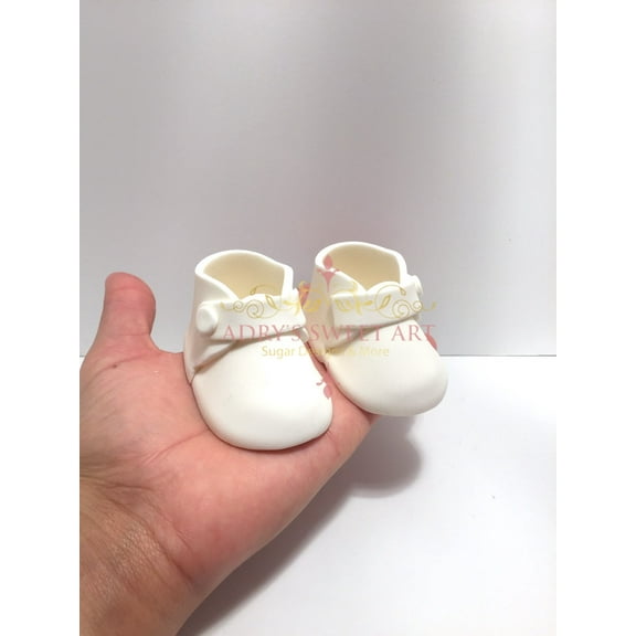 Gum Paste MINI Baby White Boots Cake Topper
