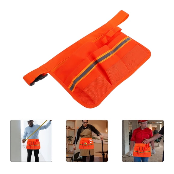 WEUVEB Orange Electrician Tool Belt Pouch with Adjustable Waist Strap and Multiple Storage Pockets for Tools