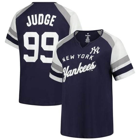 Women's-Profile Aaron Judge Navy New York Yankees Plus Size Name & Number Raglan T-Shirt