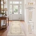 thumbnail image 3 of UERMEI 3x8 Washable Runner Rugs for Hallway, Modern Vintage Non Slip Indoor Rug for Entryway Doormats Bedroom Kitchen, Vacuum-Friendly Home Decor Carpet, Beige Brown, 3 of 9