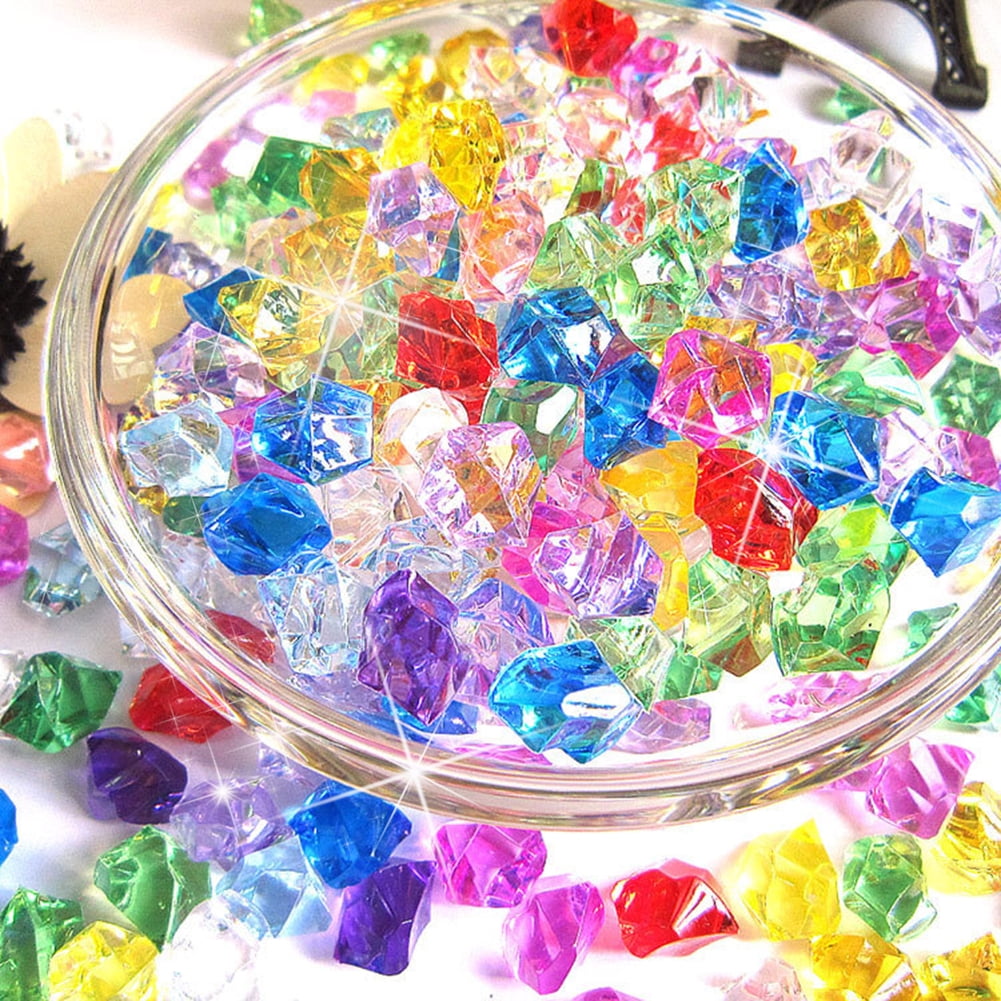 200 X Plastic Gems Ice Grains Colorful Small Stones Children Jewels Acrylic Gems 