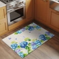 thumbnail image 2 of 2x3 Ft Entryway Area Rug, Blue Hydrangea Kitchen Rug Runner Washable Floor Mat, Linen Texture Butterfly Spring Floral Non Slip Indoor Door Mat Throw Carpet for Bathroom Living Room Bedroom, 2 of 8