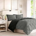 thumbnail image 5 of Home Essence Windsor Reversible Down Alt 3M Scotchgard Comforter Set, Black/Gray, King, 5 of 6