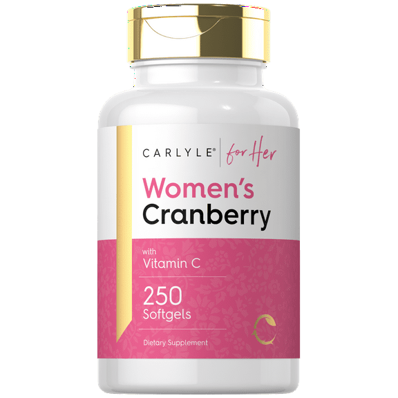 Cranberry Pills For Women | 250 Softgels | Supplement with Vitamin C | Non-GMO, Gluten Free | For Her By Carlyle