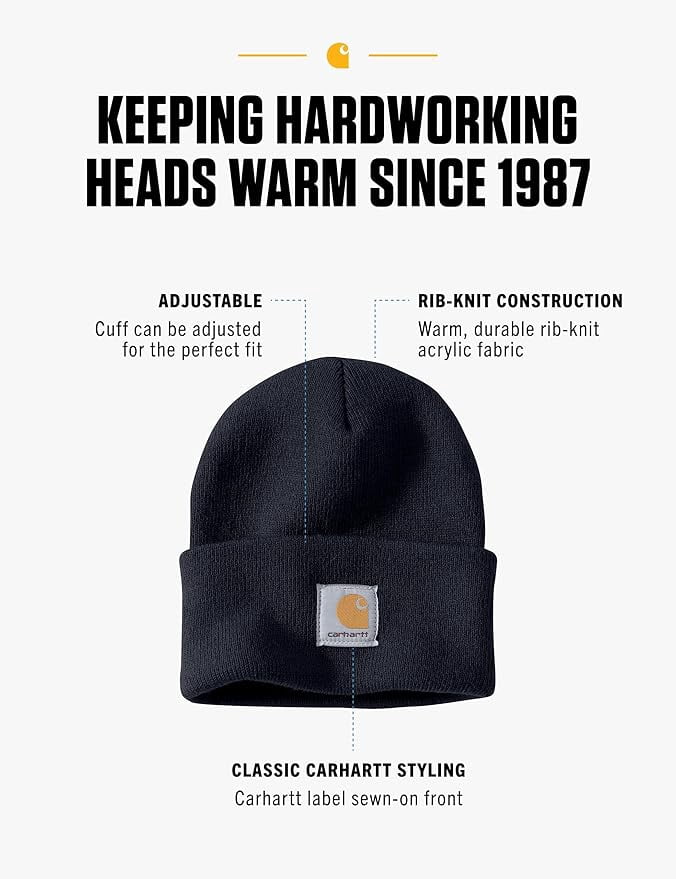 Carhartt A18NVY Men's Knit Cuffed Beanie,Navy, One Size