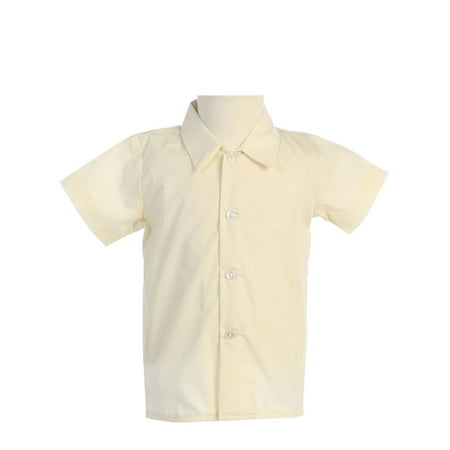Ivory Mens Shirt - Avery Hill Baby Boys Infant Toddler Short Sleeved Simple Dress Shirt in Ivory or White