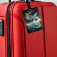 thumbnail image 5 of Pixie Fairy Forest Fantasy Watercolor Design Faux Leather Travel Luggage Tag, 5 of 7