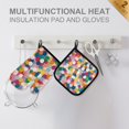 thumbnail image 4 of Yayeee Oven Mitts and Pot Holder Set of 4 Heat Resistant Kitchen Gloves Baking Hot Pad, Dark Colorful Circles, 4 of 5