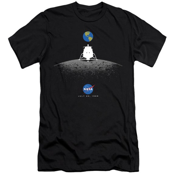 Nasa Moon Landing Simple Premium Adult 30/1 T-Shirt Black