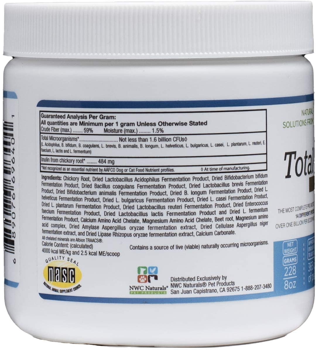 NWC Naturals Total-Digestion Mini-twin Pack Total-Zymes, Total-Biotics Each Jar Treats 100 Cups of Food. Sold by manufacturer.