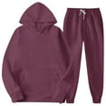 thumbnail image 2 of Mens Hooded Sports Tracksuit Unisex Two-Piece Running Set Long Sleeve Pullover Hoodies and Sweatpants, for Winter Training and Casual Streetwear,Dark Purple,M, 2 of 7