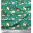 thumbnail image 1 of Soimoi Rayon Fabric Floral,Sheep & Hippopotamus Kids Printed Craft Fabric by The Yard 42 Inch Wide, 1 of 1