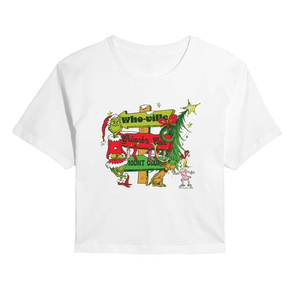 The Grinch - Grinch Directions - Juniors Cropped Graphic T-Shirt