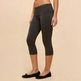 thumbnail image 5 of Women Fold Over Capri Leggings Y2K Low Rise Elastic Waist Cropped Pants Knee-Length Skinny Yoga Athletic Pants Dark Gray L, 5 of 9