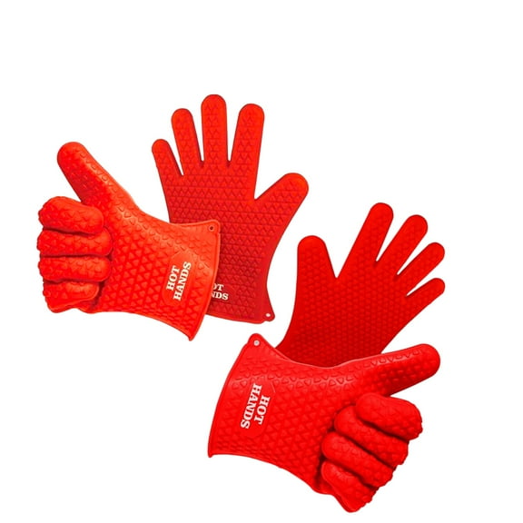 Ontel - Hot Hand Non-Slip Cooking Safe Handling Kitchen Baking Silicon Glove Unisex - Red 2-Pack