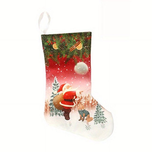 1pc Printed Pattern Christmas Ornament Pendant For Christmas Stocking Gift Bag Christmas Tree Gnome Gift Socks Pendant (9.05"x18.5"), Scene Decor, Holiday Accessory, Birthday Party Supplies