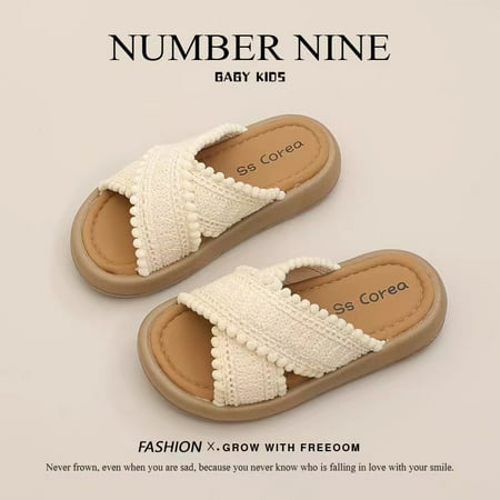 

Girls Open Toe Slippers 2024 Summer New Children‘s Shoes Little Girls Casual Sandals British Western Style Anti-slip Beach Shoes