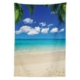 thumbnail image 3 of Travel Tablecloth, Sunny Island View Vacation Clear Sky Scenic Summer Seashore Picture, Dining Room Kitchen Rectangular Table Cover, 52" X 70", Blue Brown, by Ambesonne, 3 of 4