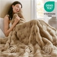 thumbnail image 4 of JERFIT Faux Fur & Velvet Plush Throw Blanket, Ultra Soft Reversible Luxury Sherpa Fleece Blanket for Couch, Bed, Sofa, 50x60 Inches, Tan, 4 of 10