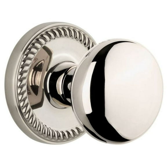 Grandeur Newfav_Prv_238 Newport Solid Brass Rose Privacy Door Knob Set - Nickel