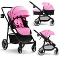 thumbnail image 1 of INFANS Poussette 2 en 1 pour Bébé, Poussette pour Nourrisson à Siège Haut et Landau Réversible, Poussette Pliable avec Auvent Ajustable, Porte-Gobelet, Panier de Rangement, Roues avec Suspension (Rose), 1 of 9