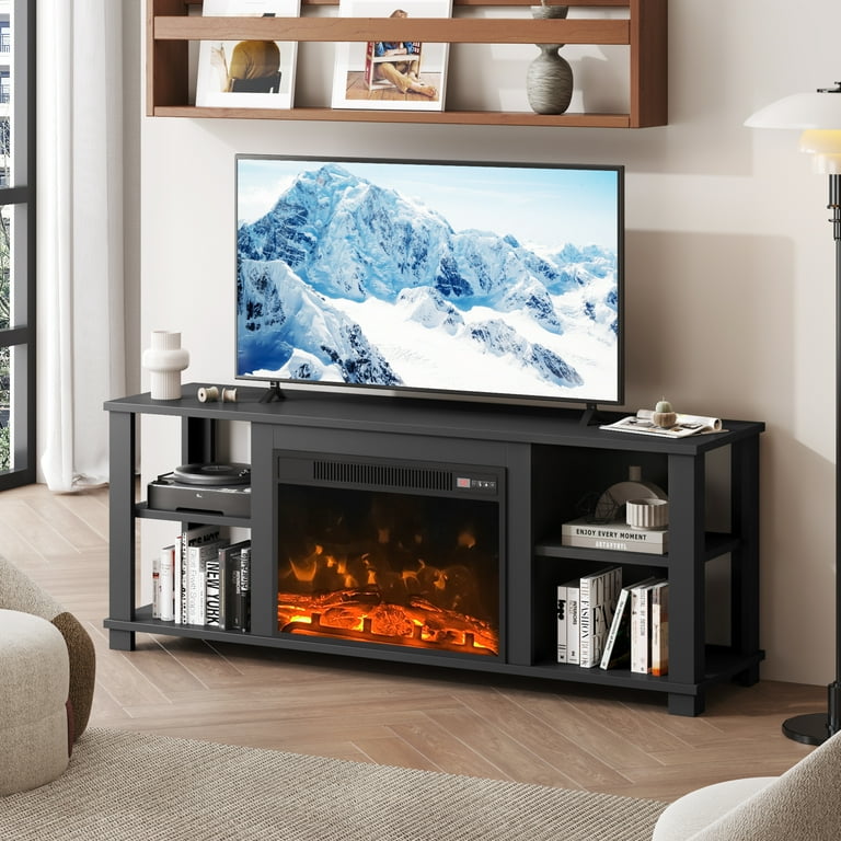 Homall Fireplace TV Stand for TVs up to 65" with Extra large compartment storage Multimedia Entertainment Control Center for Living Room,Black