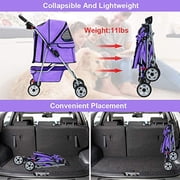 BestPet, Cat Carrier Stroller, 4 Wheels, Purple, Fabric+Steel