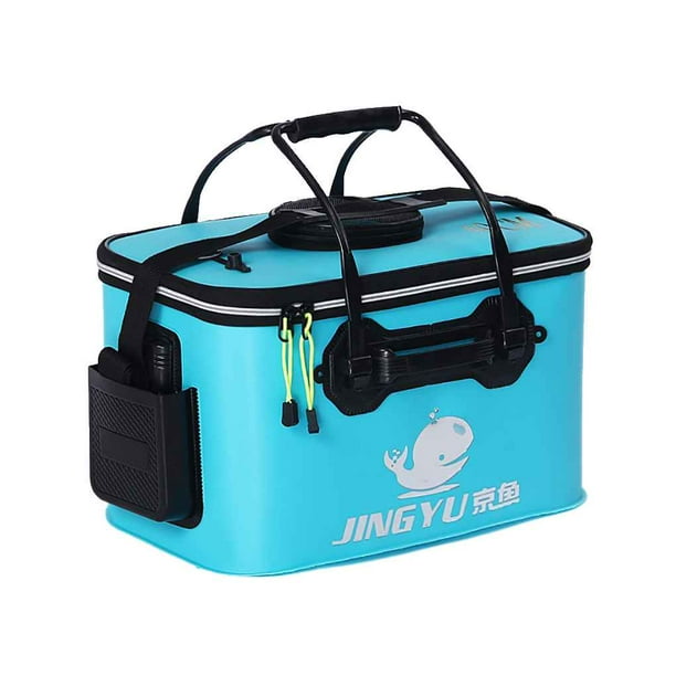 Soidarity Bolsa de pesca portátil de EVA, caja de pesca en vivo gruesa plegable, cubo para tanque, aparejos de pesca para acampar, bolsa de almacenamiento Pescar azul claro Soidarity DJ0832-05