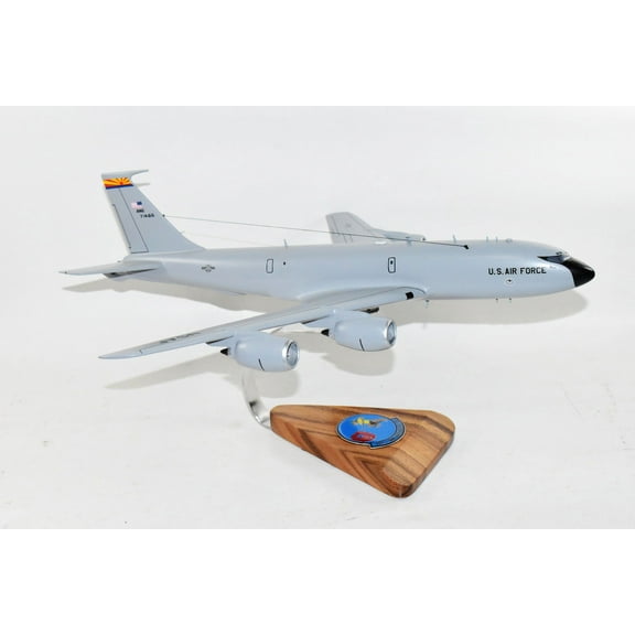 197th Air Refueling Squadron ‘Copper Heads’ KC-135 Model, 1/90th (18") Scale, Mahogany