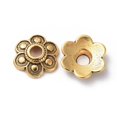 thumbnail image 2 of 20pc Tibetan Style Alloy Bead Caps Lead Free & Cadmium Free Flower Antique Golden Color about 15mm in diameter 3mm thick hole: 4mm, 2 of 3