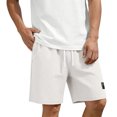 thumbnail image 2 of GrmtClth Mens Shorts Casual Waffle Elastic Waist Lightweight Sweat Shorts Summer Gym Drawstring Shorts Beach Vacation Jogging Shorts with Pockets White L, 2 of 9